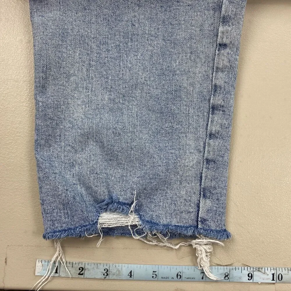Old Navy Jeans Womens 18 Sky Hi Straight Slimming Light Wash Raw‎ Hem Blue 36x28